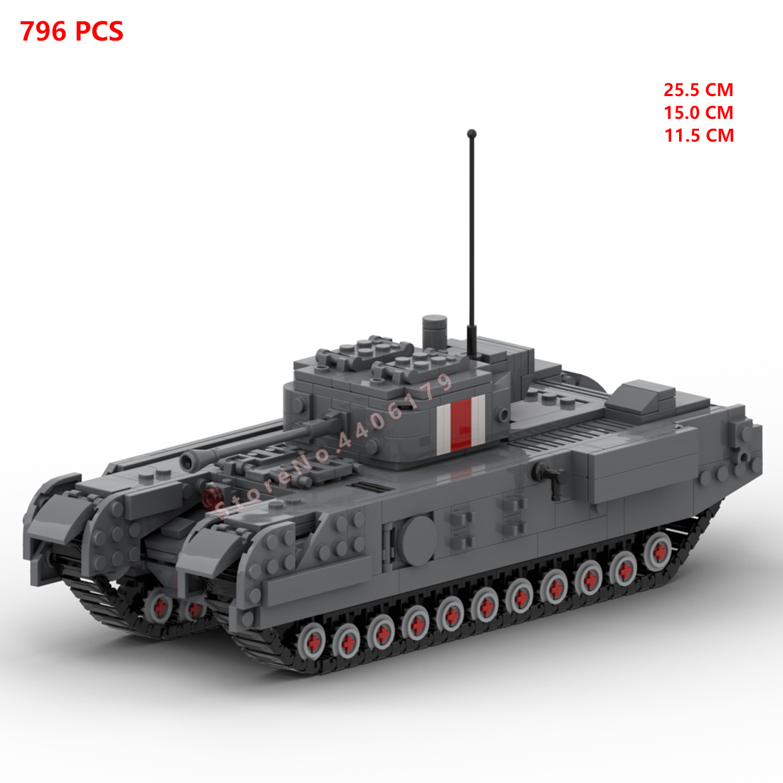 Lego Compatible Military Tank - 第二次世界大戦の軍事兵器,英国軍,チャーチル,歩兵戦車,北アフリカ,ビルディングブロック,モデル,おもちゃ