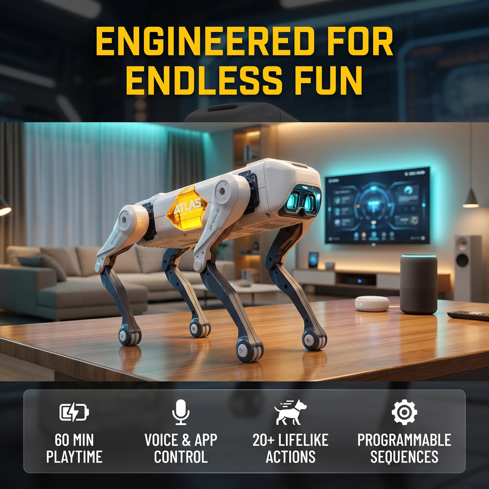 Remote Control Toys - AIスマートロボット犬、音声＆アプリ制御、プログラミング、ダンス、歌、1200mAhバッテリー搭載、子供向けギフト＆コンパニオン