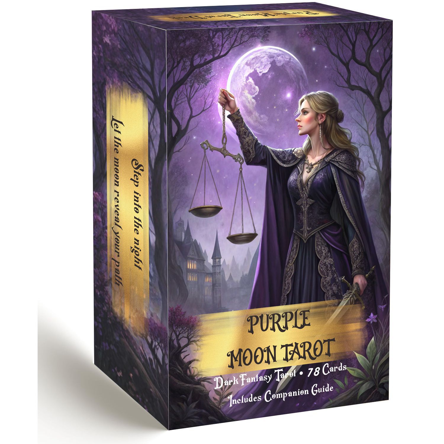 Tarot Cards Deck With Guidebook - パープルムーンタロットカードデッキ ガイドブック付き、78枚入り ダークファンタジータロットデッキ、占い占星術オラクルカード