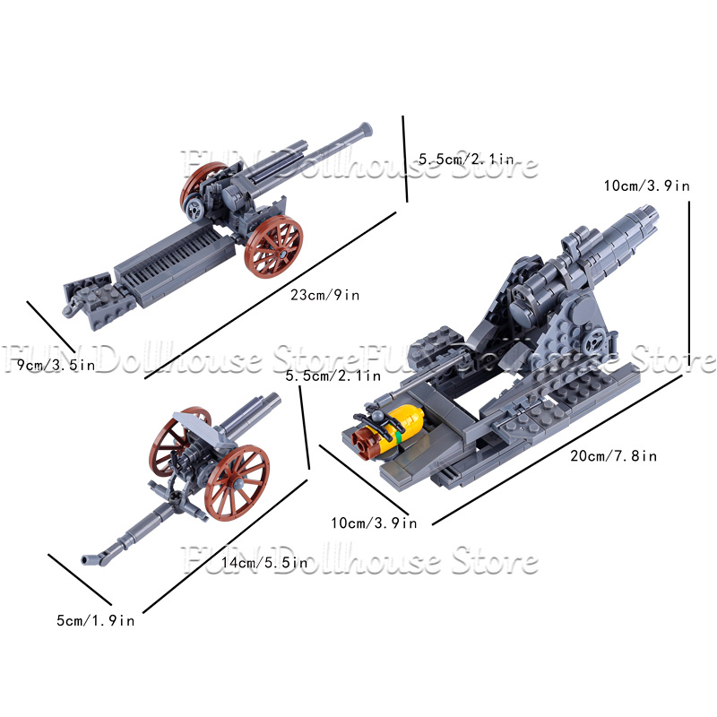 MOC WW1 軍事陸軍兵士フィギュア野戦砲戦車シーンビルデ - Lego Compatible Military Tank のレビューと価格