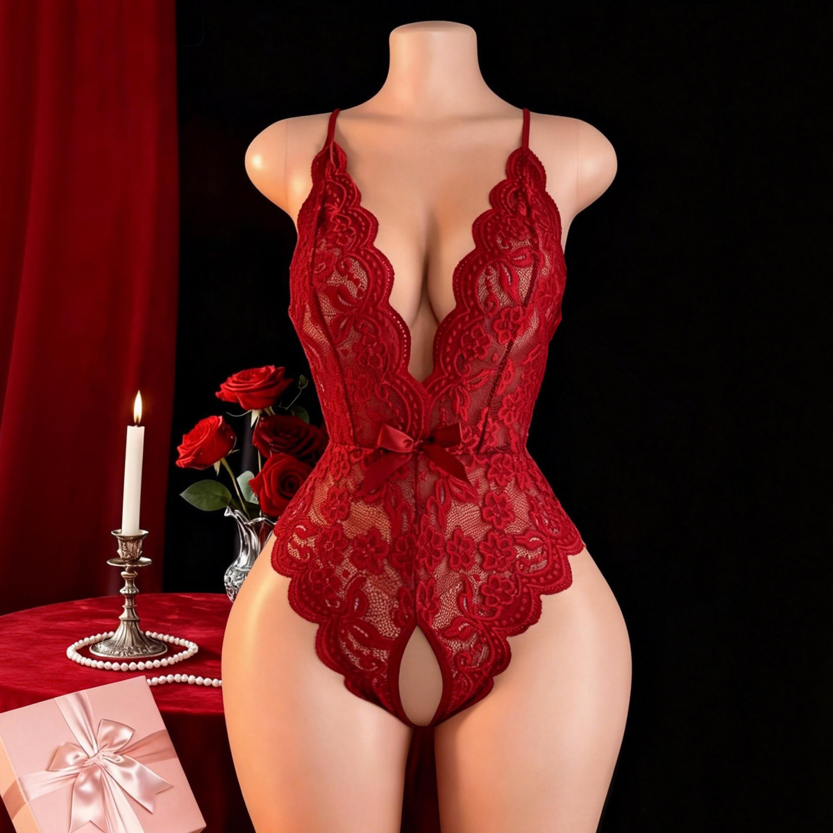 ホットクロッチレスセクシーランジェリー女性用エロティック下着 - Dolls のレビューと価格