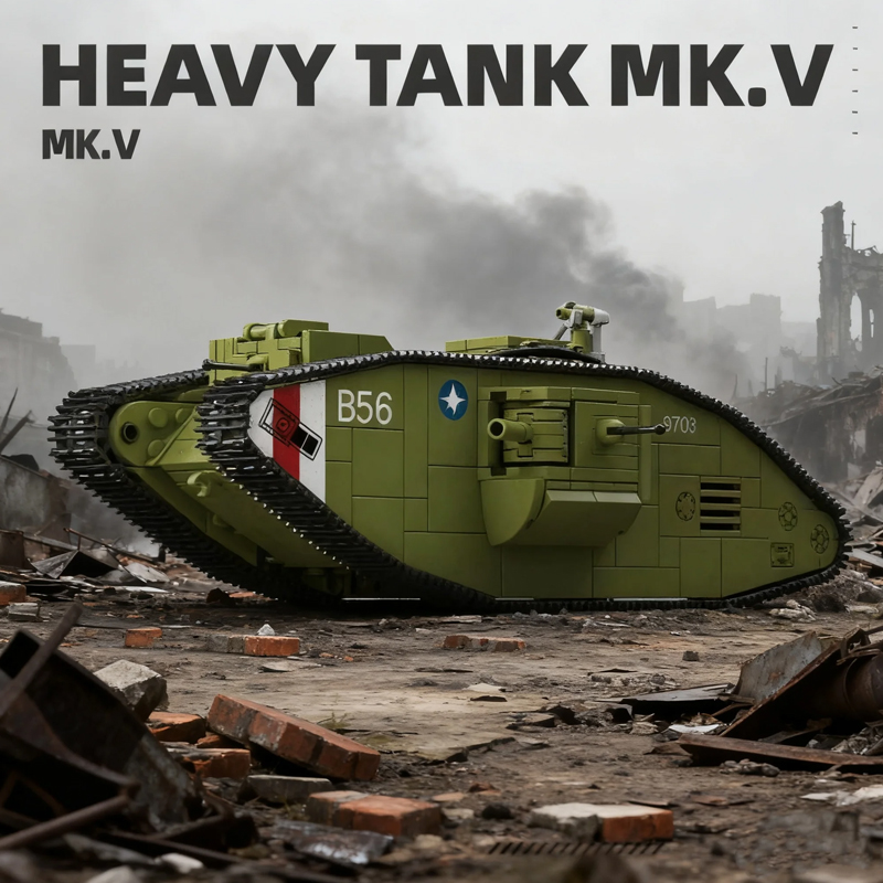 900ピース 第一次世界大戦 重戦車 MK.V、第一次世界大 - Lego Compatible Military Tank のレビューと価格