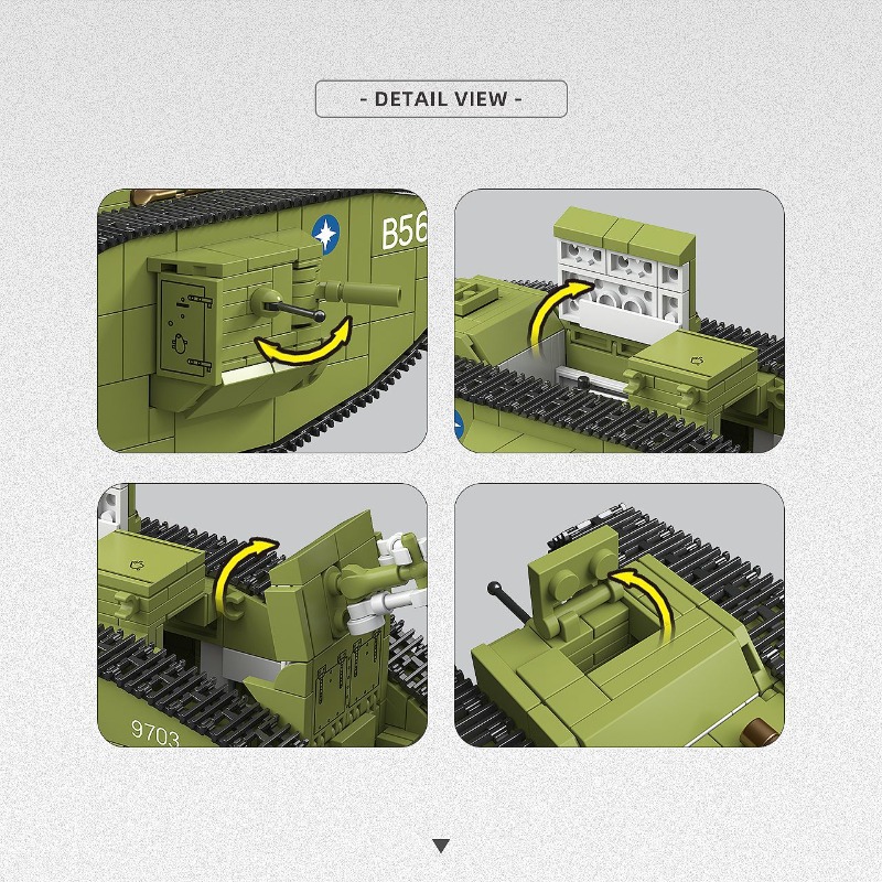 900ピース 第一次世界大戦 重戦車 MK.V、第一次世界大 - Lego Compatible Military Tank のレビューと価格