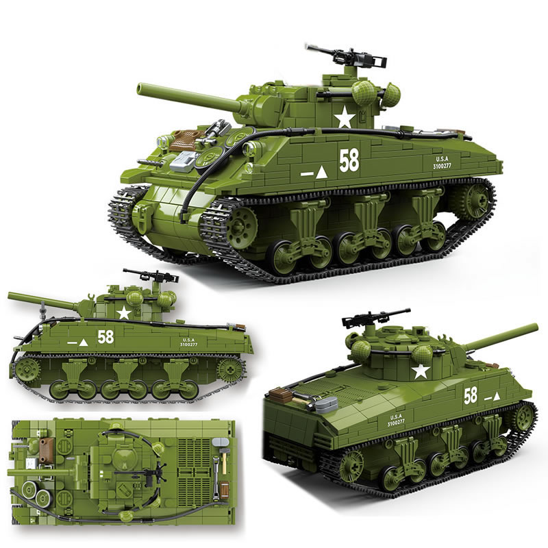 新しい第二次世界大戦軍事兵器 M4A3 シャーマン中戦車モデ - Lego Compatible Military Tank のレビューと価格