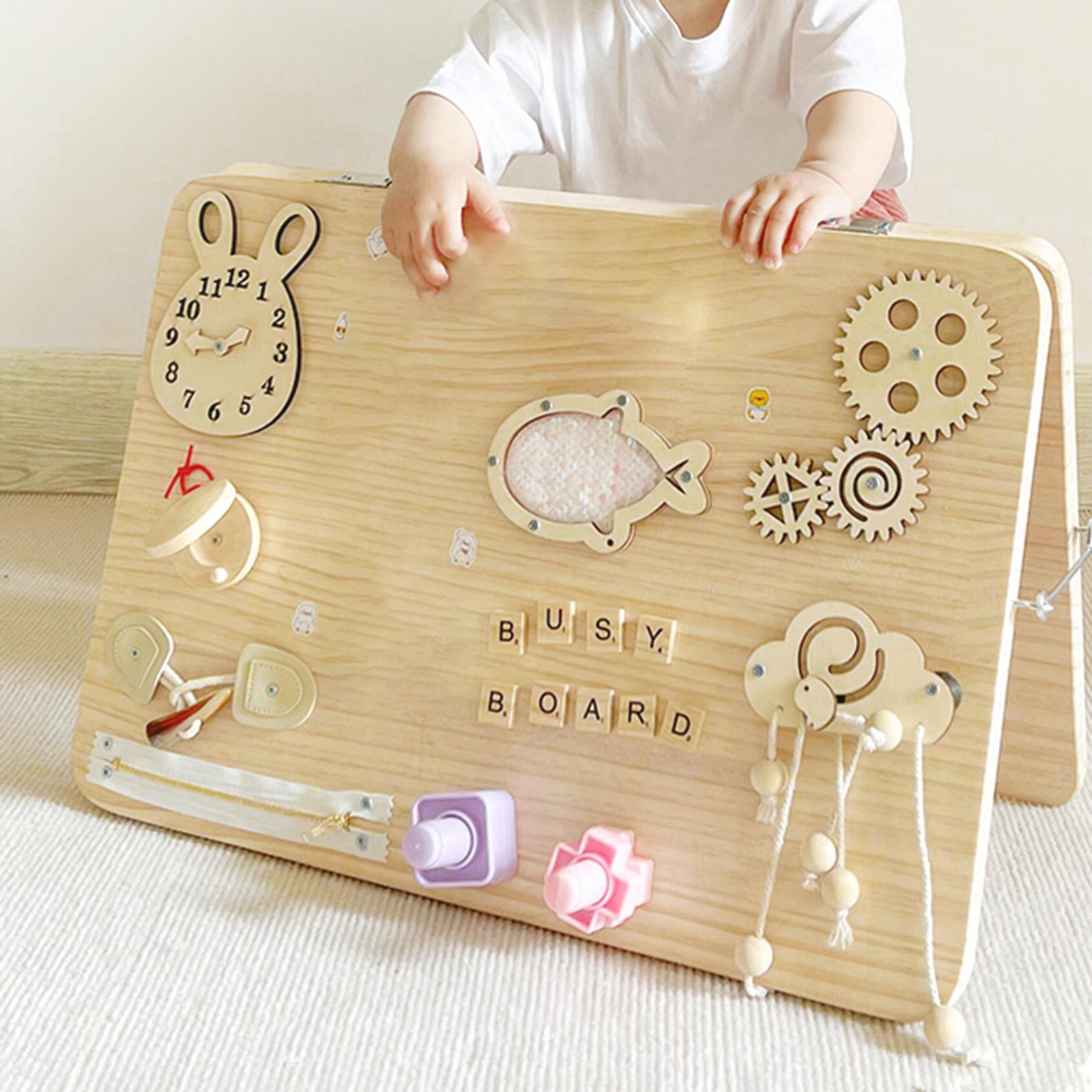 木製モンテッソーリビジーボードパズル感覚トレーニング教育玩具 - Montessori Wooden Busy Board Toddler のレビューと価格