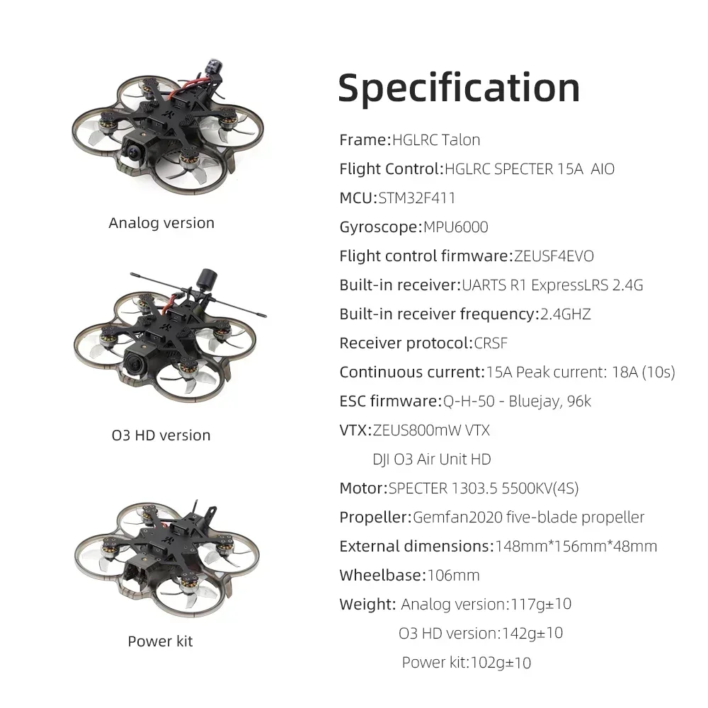 HGLRC Talon 2インチ シネフープ FPV O3  - Fpv Brushless Rc Drone 4K のレビューと価格