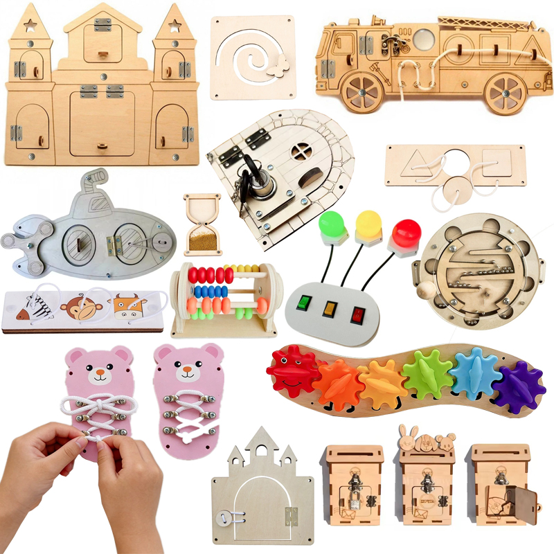 DIY モンテッソーリビジーボード木製アクセサリーイチゴ車ネ - Montessori Wooden Busy Board Toddler のレビューと価格