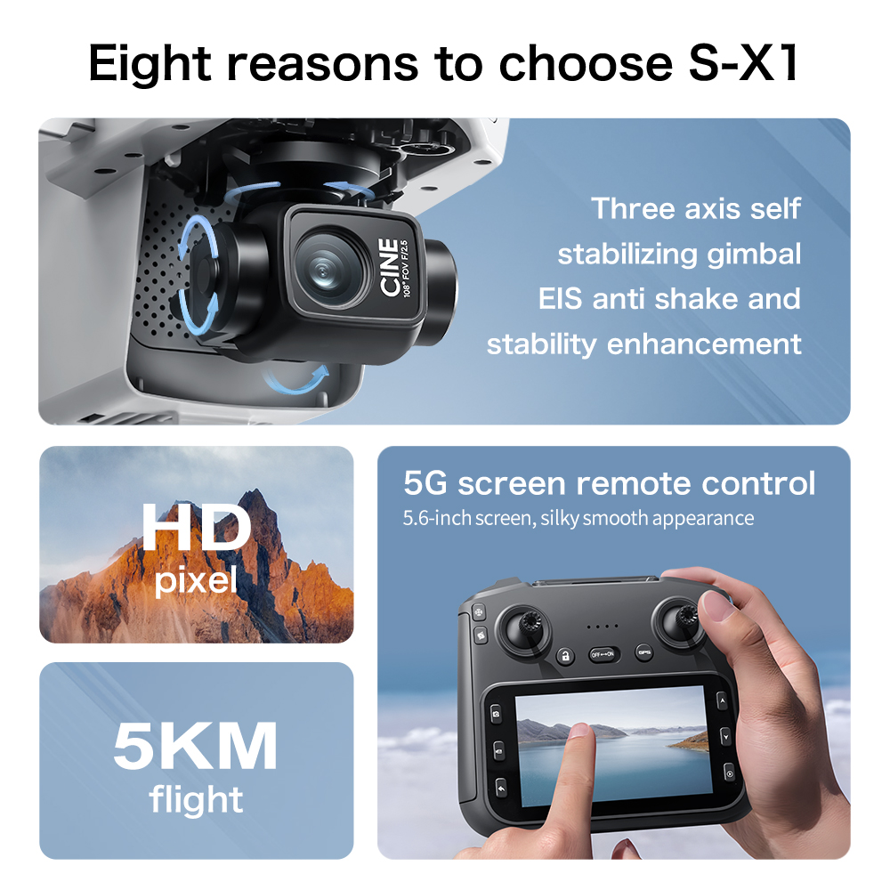 オリジナルS-X1 GPSドローン 8K HDカメラ 5G  - Fpv Brushless Rc Drone 4K のレビューと価格