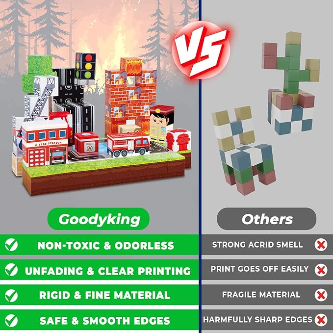 マグネットブロック 100ピース 組み立て式 鉱山 森林 農 - Magnetic Building Tiles Set 100Pcs のレビューと価格